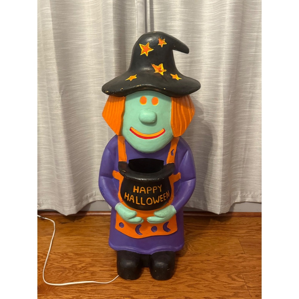 Vintage The Paper Magic Group "Happy Halloween" Foam Blow Mold 32" Witch Kitschy